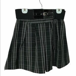 Maurices Medium Black & White Plaid Mini Skirt With Belt